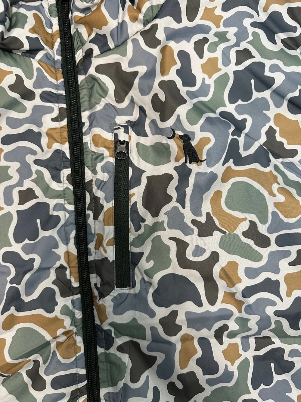 Men's Two-Tone Reversible to Camo Duck Down Vest - Blue and Black